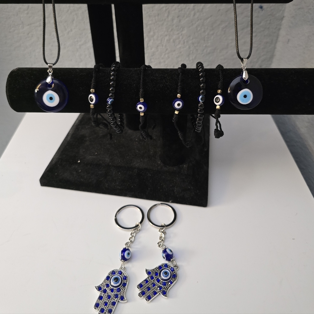 Evil Eye Jewelry Set Lot X 2 With Keyrings